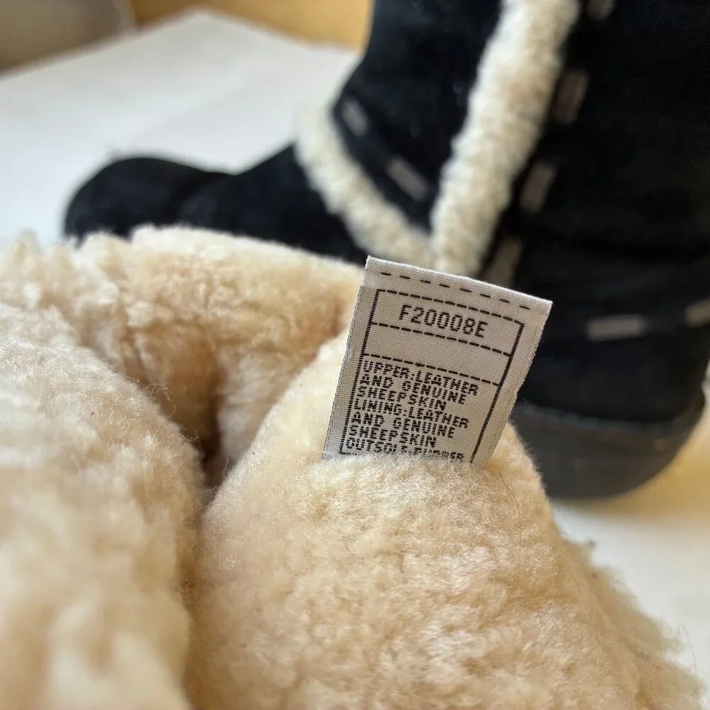 UGG Australia ELIJO Cuff Pull On Boot Black Suede Shearling Size 10